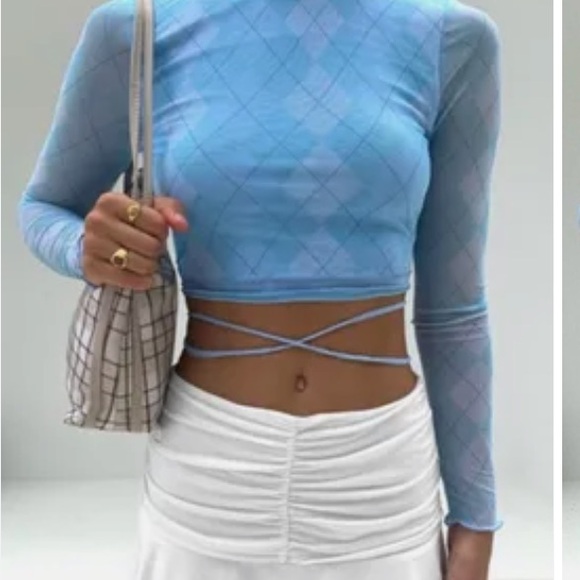 Tiger Mist argyle mesh crop top - Picture 2 of 11